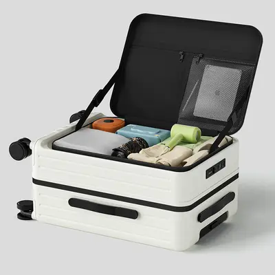Seitlich öffnender erweiterbarer Koffer für Damen, Reisekoffertruhe mit Zahlenschloss, 20 Zoll, gefüttert, verdickt, große Kapazität, hochwertiger Trolley-Koffer - 7