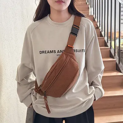 Новая модная простая нагрудная сумка, однотонная поясная сумка в стиле fashion, повседневная спортивная сумка, бархатная сумка через плечо большой вместимости для студентов, для трансграничной торговли