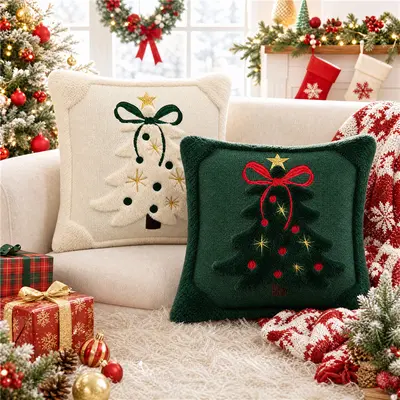 Weihnachtskissenbezüge Großhandel Neue Weihnachtsbaumkissen Benutzerdefiniert Amazon Feiertagssofa-Dekoration Rückenkissen Dekokissen - 1