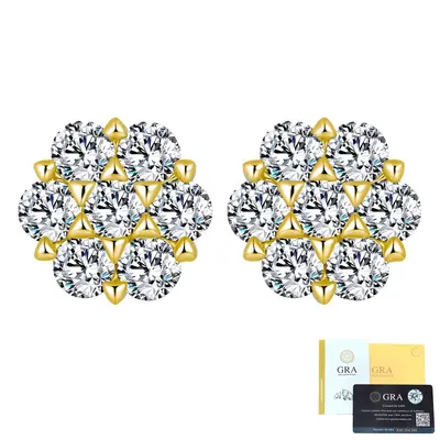 S925 Sterling Silver Moissanite Stud Earrings, Snowflake Design - 7
