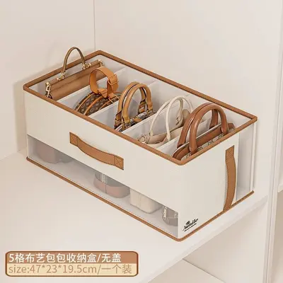Handbag storage box with lid, wardrobe organizer, compartmentalized, large capacity - 8
