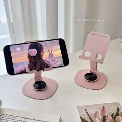 Metal Masaüstü Telefon ve Tablet Standı, Sevimli Pembe Kedi Tasarımlı - 8