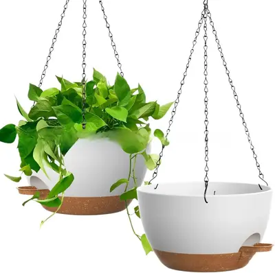 Kendiliğinden sulamalı plastik saksı, yan su eklemeli, pothos için - 6