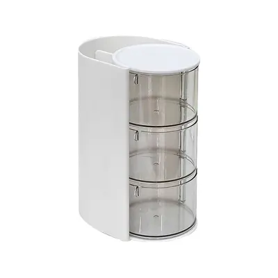 Powder puff desktop storage box rotating lid dustproof - 6
