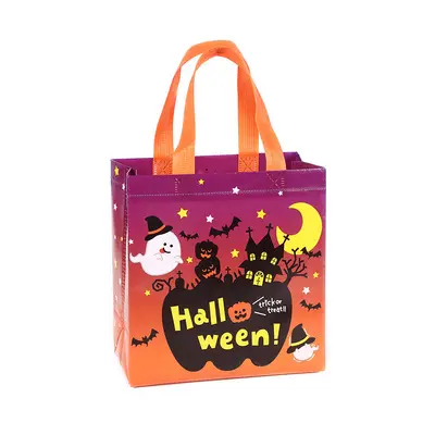 Halloween Gift Bag with Witch Pumpkin Design, Non-Woven Candy Bag