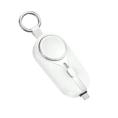 Keychain Ultra-Thin Mini Power Bank 2000 mAh with Wireless Charging, 2-in-1