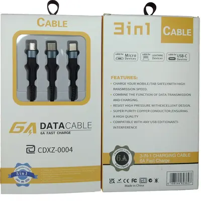 1 to 3 Fast Charging Data Cable 3-in-1 Compatible with Type-C/Micro/Apple Lightning Charging Cable - 11