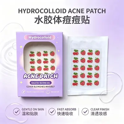 亚马逊热卖彩盒装20粒水果水胶体遮瑕贴隔离彩妆痘痘贴隐形遮瑕贴