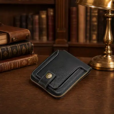Retro Short Multi-Card Slot Button Brown Men's Wallet - 1