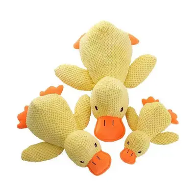 Plush Squeaky Dog Toy Duck with Plush Frisbee, Chew-Resistant - 6