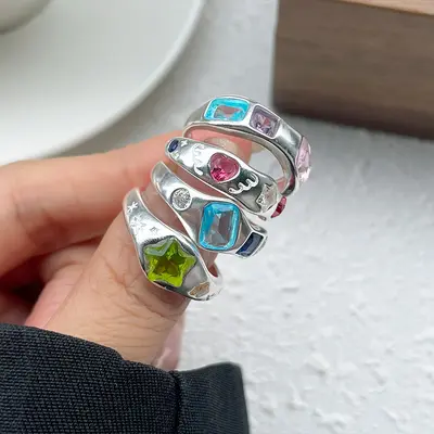 Lanzi 925 Silver Women's Ring Korean Design Adjustable - 4