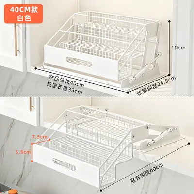 Kitchen cabinet folding spice rack, multi-layer, no-drill installation - 7