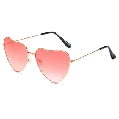Heart-Shaped Retro Sunglasses, Metal Frame, Ocean Pattern Lenses, Party Glasses - 8