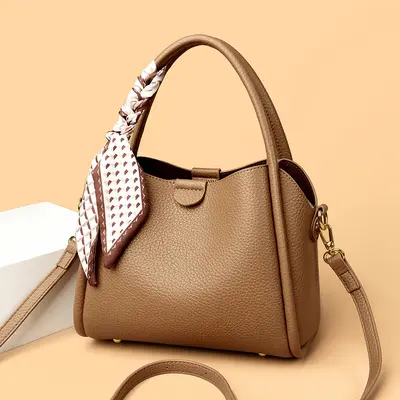 Niche Design Large Capacity Bucket Shoulder Bag with Crossbody Strap - 8