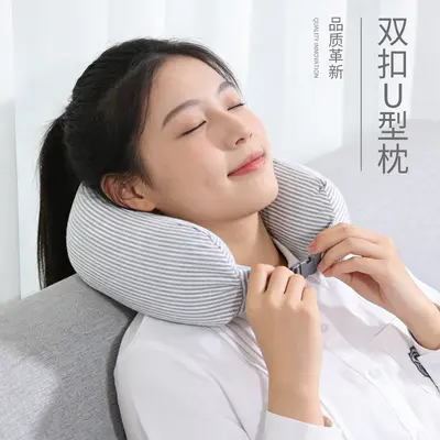 日系长条泡沫粒子枕多功能旅行枕u形护颈枕汽车飞机枕无印款U型枕