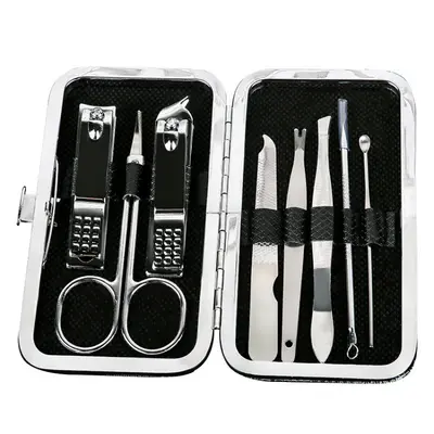 8-piece nail care set in leather box