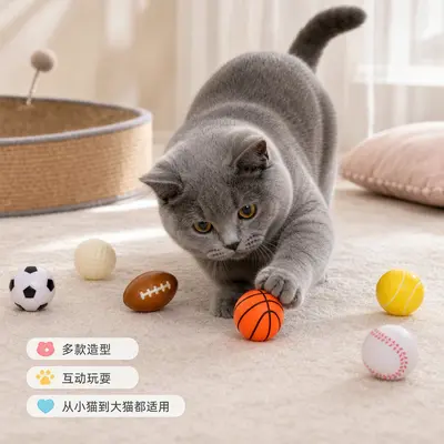 Silent Foam Ball Cat Toy, Chew and Scratch Resistant - 4