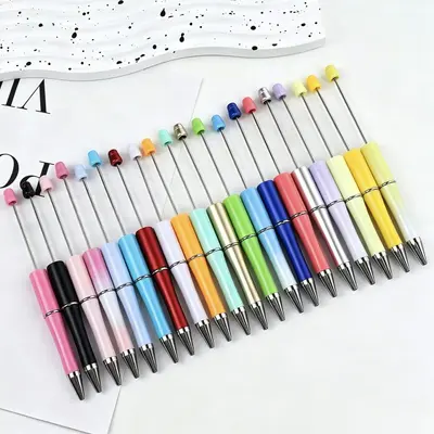 Многоцветная шариковая ручка с бусинами, DIY бусина, милая ручка из пластикового корпуса в форме гальки, канцелярия для учеников, шариковая ручка для письма, в наличии, оптом
