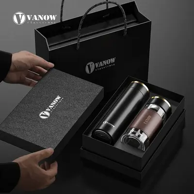 Vanow lüks hediye kutulu termos bardak erkekler ve kadınlar için, hediye gravür ve logo hatıra, yeni akıllı su matarası
