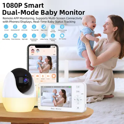 4,3-Zoll Babyphone mit Bildschirm, 1080P, Zwei-Wege-Gegensprechfunktion