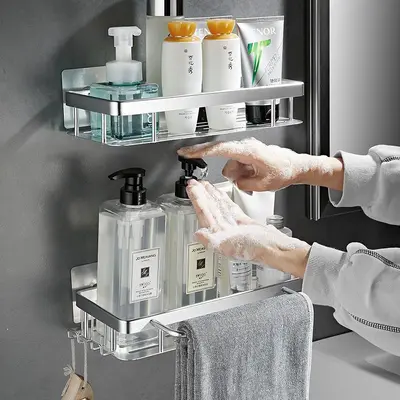 Banyo duvar tipi delme gerektirmeyen tuvalet banyo lavabo duvar rafı banyo depolama rafı