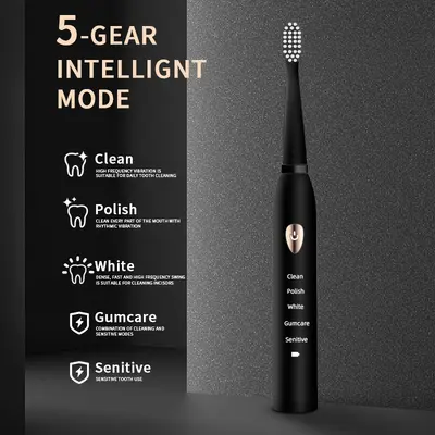Jianpai Smart Sonic Electric Toothbrush, USB Rechargeable - 2