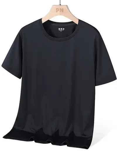 Ice Silk T-Shirt Short Sleeve Men Loose Running Top Half Sleeve Summer Solid Color Stretch Plus Size Tee Sports Quick-Dry Clothing