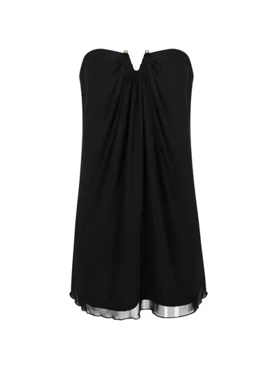 Women's Mesh Dress, Sheer Bodice, Backless, Small V-Neck, Black