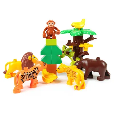 LEGO-Compatible Large Brick Animal Accessories, Dinosaurs, Lions and Elephants - 5