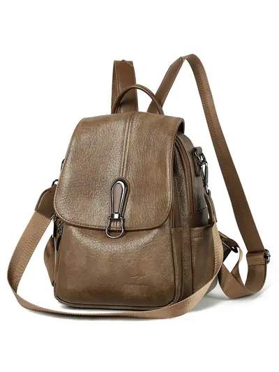 Genuine Leather Women's Backpack, Retro Style, Large Capacity Student Schoolbag - 6