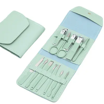 Manicure set 16 pieces, PU leather, nail and grooming tools - 12