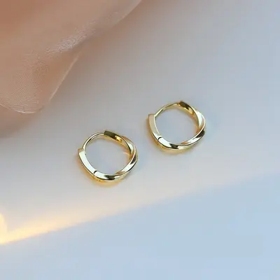 S999 sterling silver Möbius loop ear hoops - 6