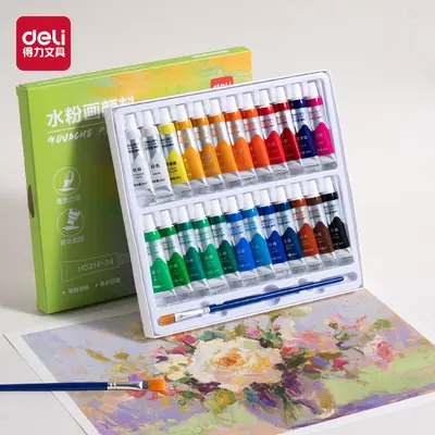 Deli acrylic paint set 12/18/24 colors water and sun resistant - 11