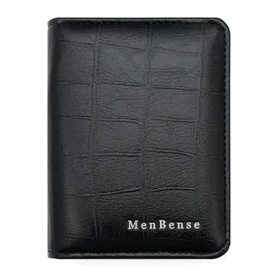 Classic Stone Pattern Slim Vertical Men's Leather Wallet with Card Slots