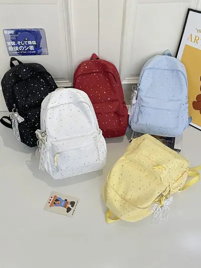 Women's Star Print Backpack, Large Capacity, School and Travel
