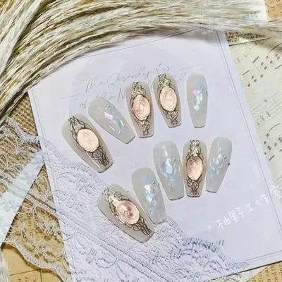 Handmade Short Press-On Nails, New Year Style