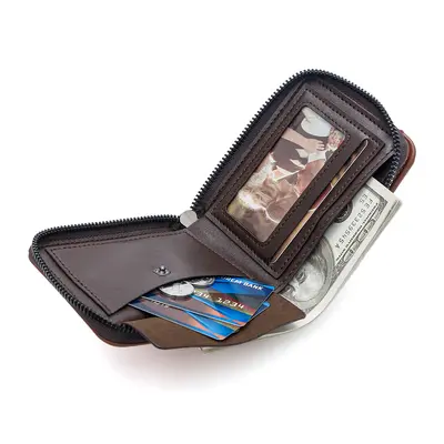 Men's Short Wallet, Large Capacity, Multifunctional with External Card Slot - 4