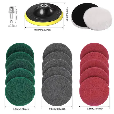 Industrial Scouring Pad for Electric Drill, Rust Remover, Flocked - 8