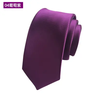 Men's Narrow Solid Color Tie, 6cm, Korean Style, Formal and Wedding - 10