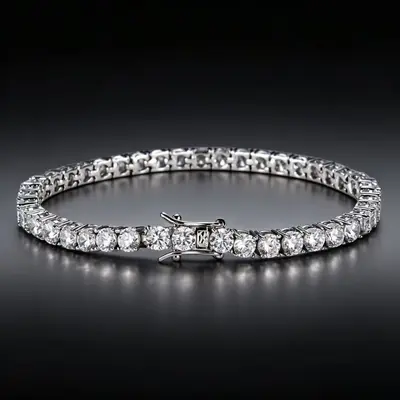 Tennis bracelet with white zirconia, silver jewelry, high-gloss, premium feel - 7