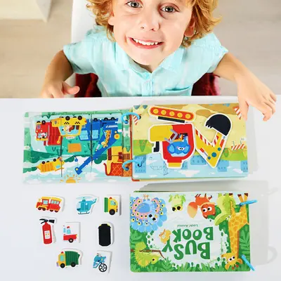 Kinder-Stille-Buch, abreißbare Sticker-Beschäftigungsbuch, Eltern-Kind-Interaktives Spielz