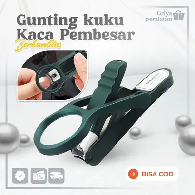 Nail clipper set with magnifier, anti-splash, stainless steel, 2-in-1 - 1