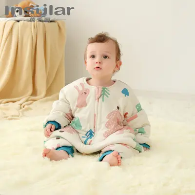 Pamuklu bebek uyku tulumu, kalın, sonbahar kış, ayrık bacaklı
