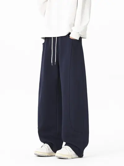 Men's Wide-Leg Plus Size Casual Trousers, Spring Autumn