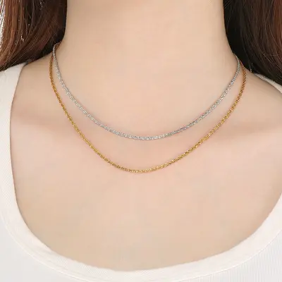 Titanyum Çelik Burgu Zincir Kolye Paslanmaz Çelik Mısır Zincir Unisex