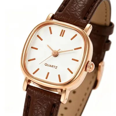 Korean-style quartz watch, leather strap, couple model