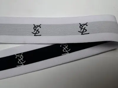 Elastic Rubber Band with Letter Print, Black Text on White Background - 12