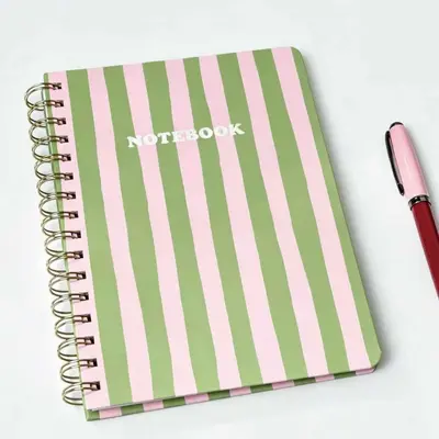 Green Lined Tearable Spiral Notebook with Index Cards 6x8 inch - 9