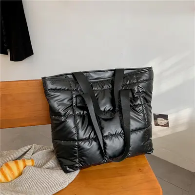 Koreanischer Stil, leichte große Damen-Tote-Bag, Baumwoll-Steppdesign - 4