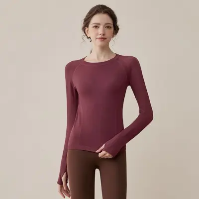 清仓瑜伽服女新款网纱运动上衣性感显瘦带胸垫健身训练服套装批发 - 9